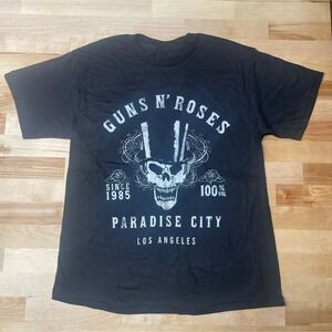 Guns N Roses Paradise City Skull Graphic T Shirt Black Small SM